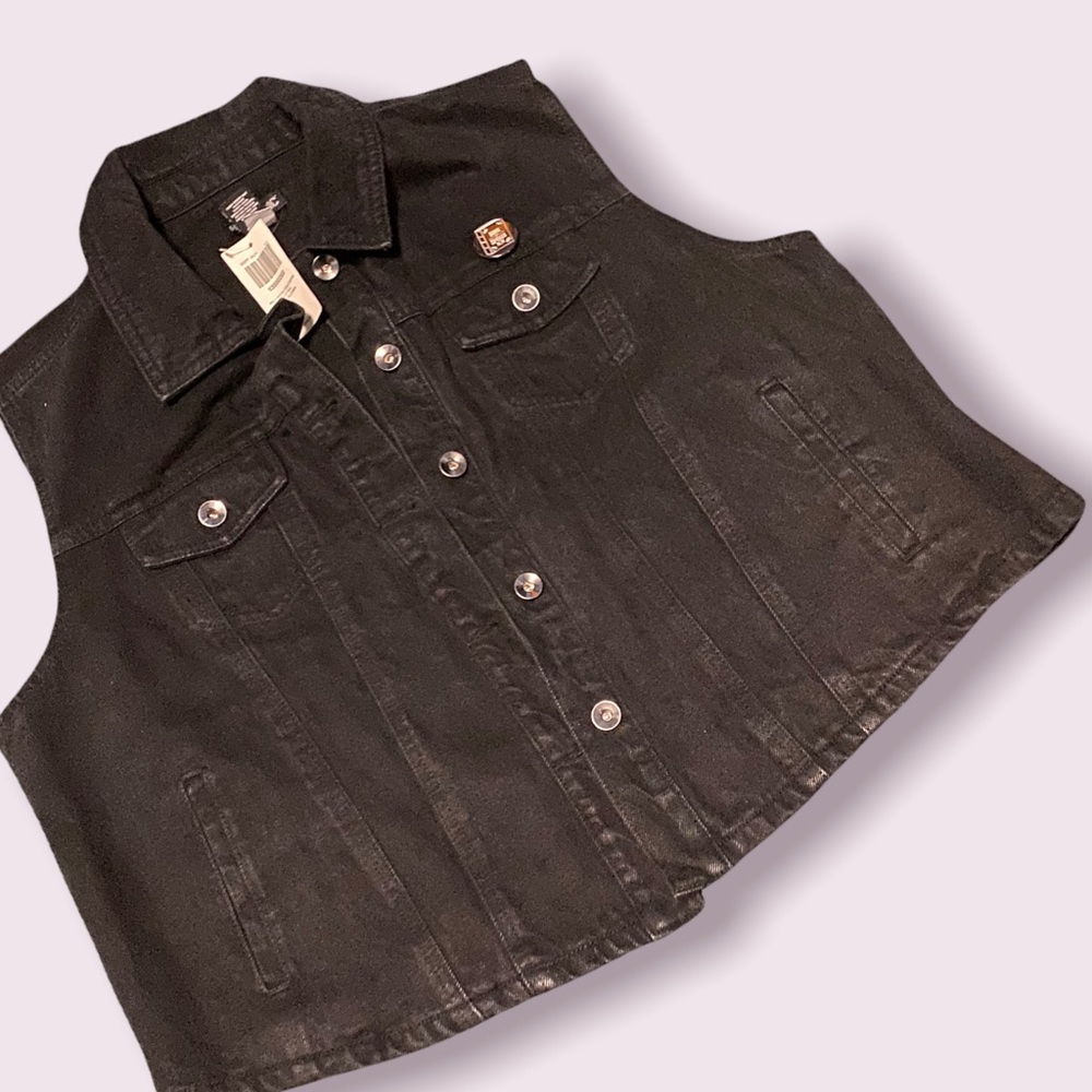 NWT Hot Topic Black Moon Child Denim Vest Plus Size 1